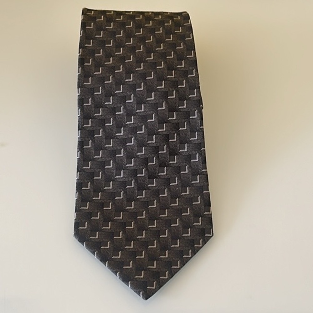 Pierre Cardin Vintage Gray 100% Silk Jacquard Neck Tie